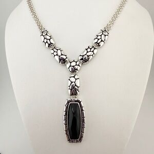 Elegant Silver Toned and Black Rhinestone Necklace Maybe Brighton not Marked